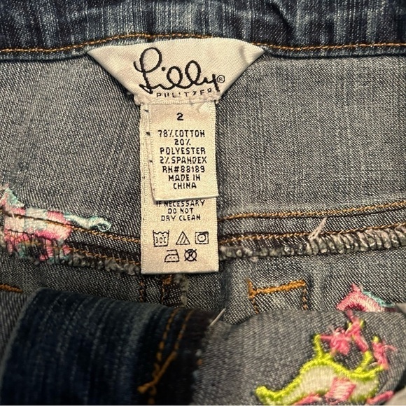 Lily Pulitzer Denim Embroidered Multicolored Horse Skirt - Picture 9 of 11